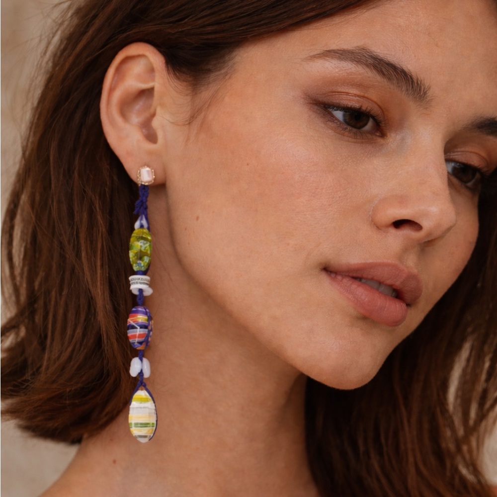 NWT Free People | Ariana Ost Voyage Dangle Earrings, Glass Beads Boho